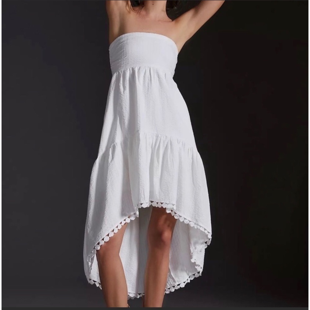 ANTHROPOLOGIE Maeve High-Low Strapless Midi Cotton Dress - Size XL